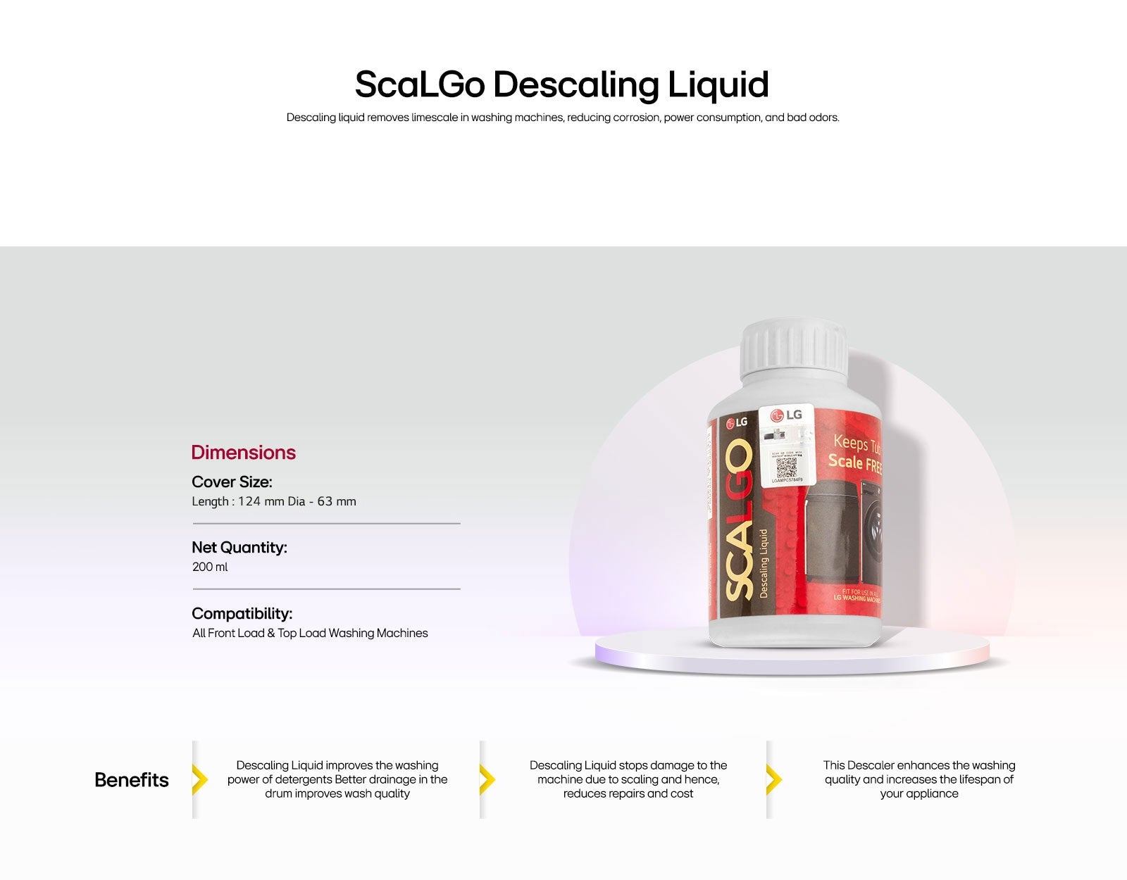 LG Washing Machine Front load/ Top Load Washer Tub Cleaner Liquid